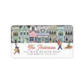 Kerst Vakantie Stad/Stad Adres Etiket (Voorkant)