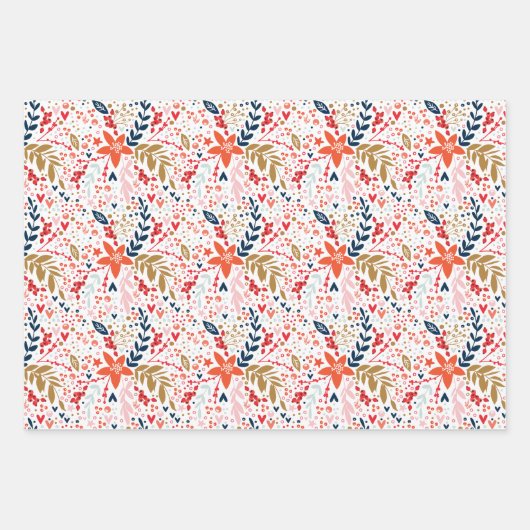 Kerst Vakantie Thema Inpakken Papier Bladen roze Inpakpapier Vel (Voorkant)
