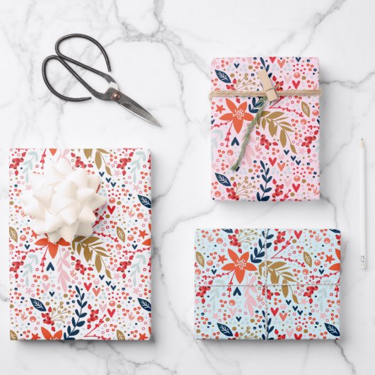 Kerst Vakantie Thema Inpakken Papier Bladen roze Inpakpapier Vel (Voorkant)