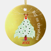 Kerst Vakantie Toilet Roll Tree Lights Gold Keramisch Ornament (Voorkant)