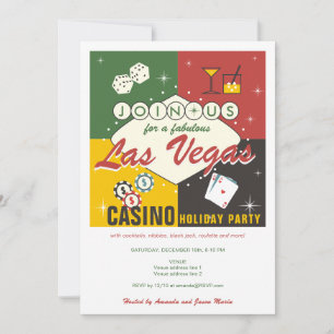 Kerst Vakantie Vegas Casino Poker Nacht Party Kaart