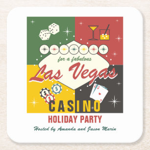 Kerst Vakantie Vegas Casino Poker Nacht Party Kartonnen Onderzetters
