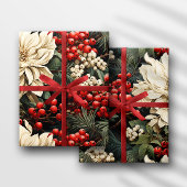 Kerst/vakantie Vette bloemen, bessen & bladeren Cadeaupapier