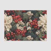 Kerst/vakantie Vette bloemen, bessen & bladeren Tissuepapier (Voorkant)