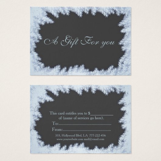 Kerst/vakantie vorst pijnboomtakken visitekaartje (Voorkant /achterkant)