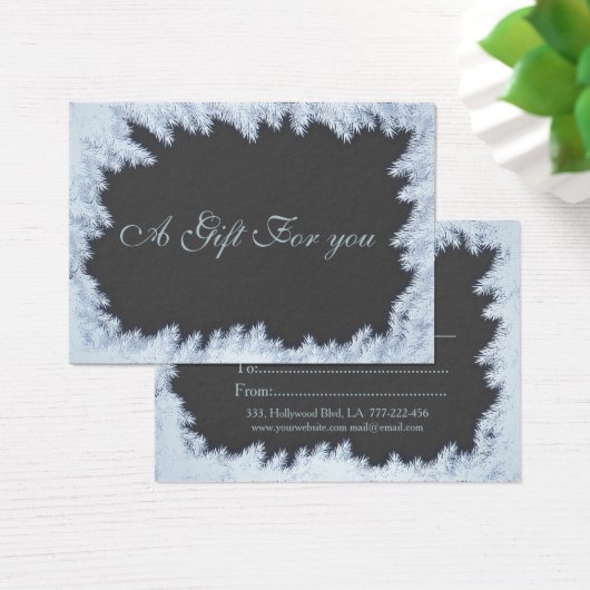 Kerst/vakantie vorst pijnboomtakken visitekaartje (Bureau)