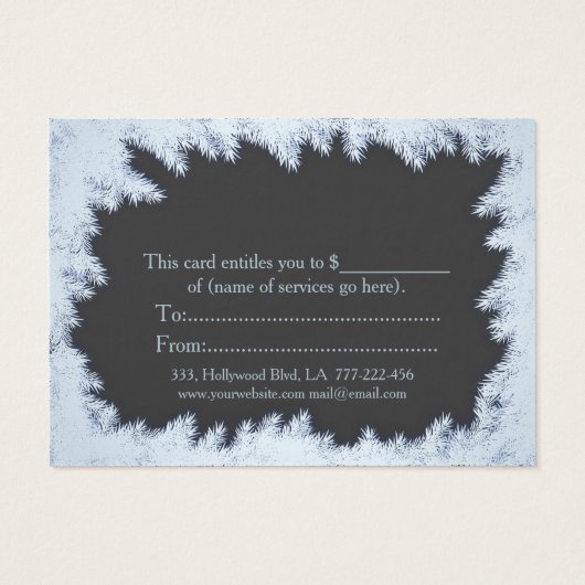 Kerst/vakantie vorst pijnboomtakken visitekaartje (Achterkant)