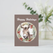 Kerst Vakantie waterverf ezel tekst toevoegen Feestdagenkaart (Staand voorkant)