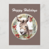 Kerst Vakantie waterverf ezel tekst toevoegen Feestdagenkaart (Voorkant)