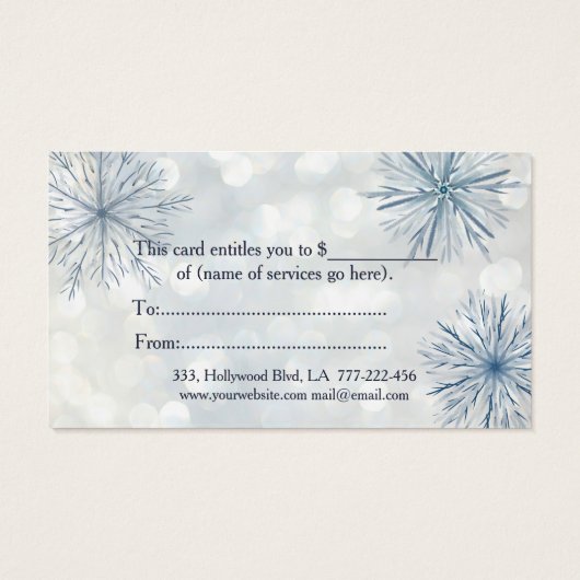 Kerst/vakantie waterverf sneeuwvlokken visitekaartje (Achterkant)