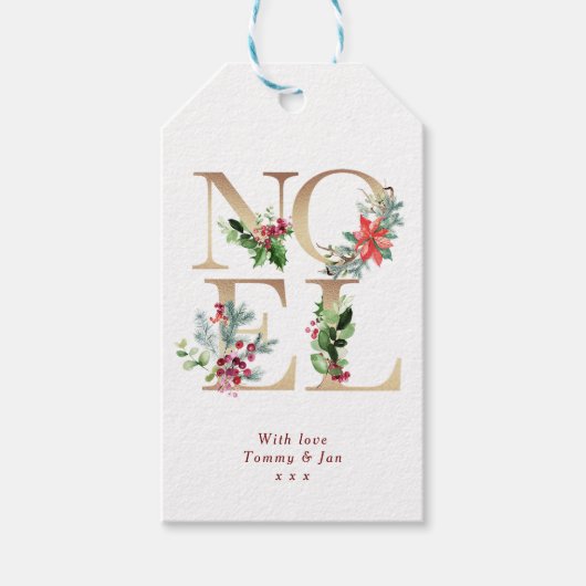 Kerst Vakantie winter bloemen noel Cadeaulabel (Voorkant)