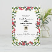 Kerst Vakantie Winter Huwelijk Bloemen Rustiek Kaart (Staand voorkant)