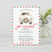 Kerst Vakantie Winter Rood Groen Reizen Trouwen Kaart (Staand voorkant)