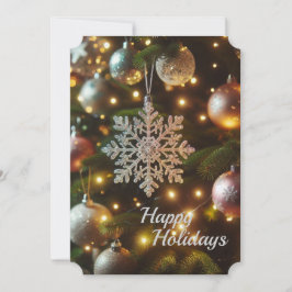 Kerst Vakantie Zilveren Sneeuwvlok Ornamenten Feestdagenkaart