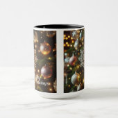 Kerst Vakantie Zilveren Sneeuwvlok Ornamenten Mok (Midden)