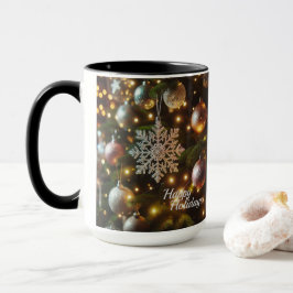 Kerst Vakantie Zilveren Sneeuwvlok Ornamenten Mok