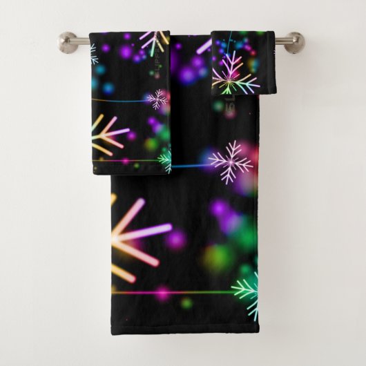 Kerst vallen verschillende neon kleuren sneeuwvlok bad handdoek (Insitu)