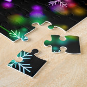 Kerst vallen verschillende neon kleuren sneeuwvlok legpuzzel (Zijkant)