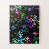 Kerst vallen verschillende neon kleuren sneeuwvlok legpuzzel (Verticaal)
