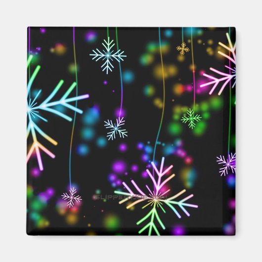 Kerst vallen verschillende neon kleuren sneeuwvlok magneet (Voorkant)