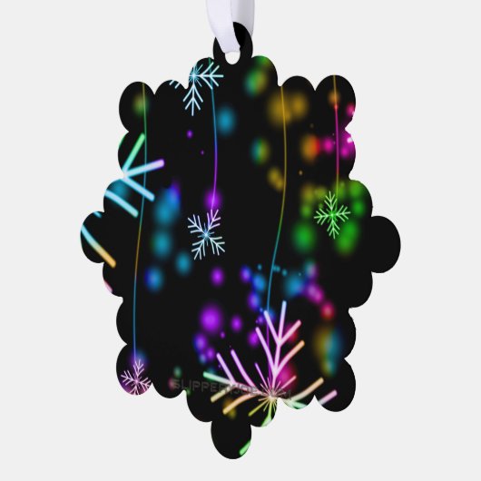 Kerst vallen verschillende neon kleuren sneeuwvlok ornament kaart (Links)