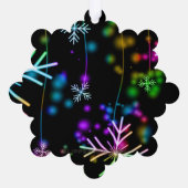 Kerst vallen verschillende neon kleuren sneeuwvlok ornament kaart (Achterkant)