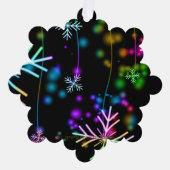 Kerst vallen verschillende neon kleuren sneeuwvlok ornament kaart (Voorkant)