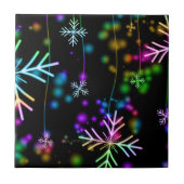 Kerst vallen verschillende neon kleuren sneeuwvlok tegeltje (Voorkant)