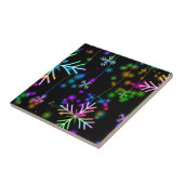 Kerst vallen verschillende neon kleuren sneeuwvlok tegeltje (Zijkant)