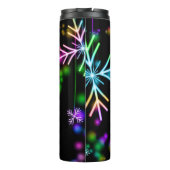 Kerst vallen verschillende neon kleuren sneeuwvlok thermosbeker (Achterkant)
