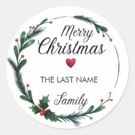 Kerst van achternaam Stickers krans hart