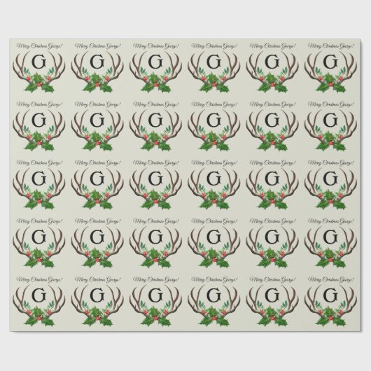Kerst van Antlers met Jouw tekst-omslagpapier Cadeaupapier (Vlak)