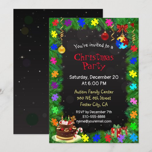 Kerst van autisme kaart (Voorkant / Achterkant)