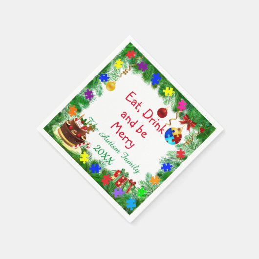 Kerst van autisme servet (Hoek)