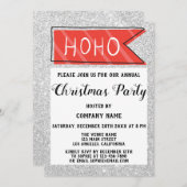 Kerst van bedrijf Red & Grey Silver Glitter Kaart (Voorkant / Achterkant)