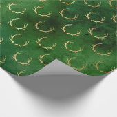 Kerst van Boho Green Gold Antlers Cadeaupapier (Hoek)