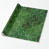 Kerst van Boho Green Gold Antlers Cadeaupapier (Uitgerold)