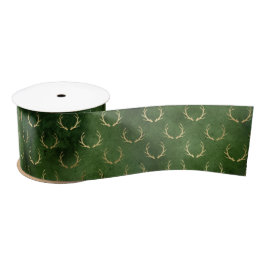 Kerst van Boho Green Gold Antlers Satijnen Lint