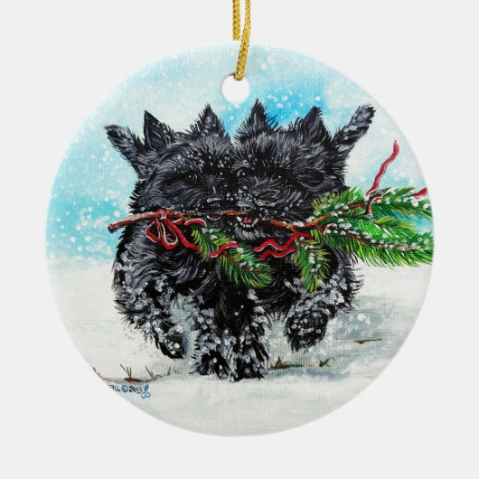 Kerst van Cairn Terrier Keramisch Ornament (Voorkant)