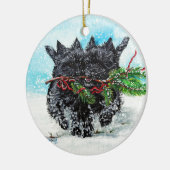 Kerst van Cairn Terrier Keramisch Ornament (Links)