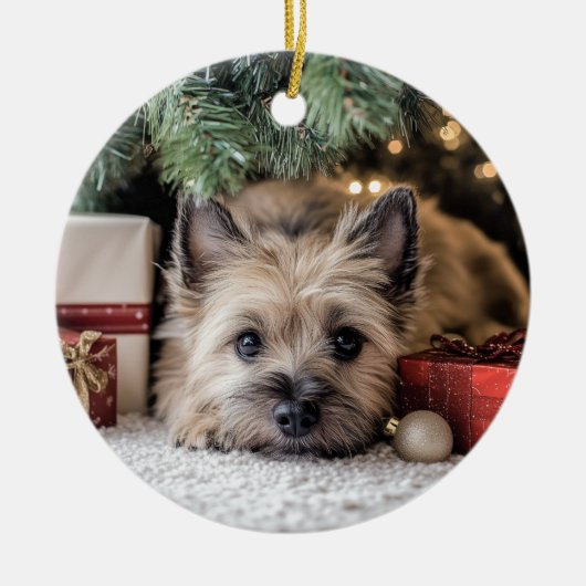 Kerst van Cairn Terrier Keramisch Ornament (Voorkant)