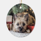 Kerst van Cairn Terrier Keramisch Ornament (Links)