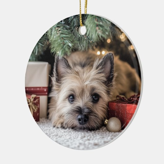 Kerst van Cairn Terrier Keramisch Ornament (Links)