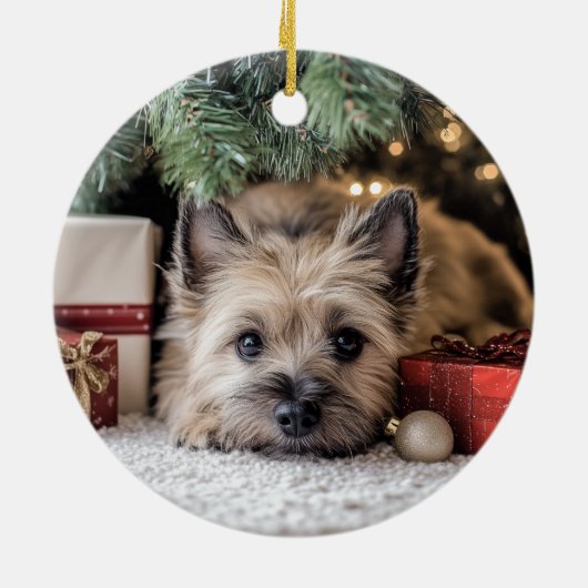 Kerst van Cairn Terrier Keramisch Ornament (Achterkant)