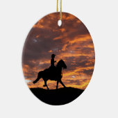 Kerst van cowboy en paard keramisch ornament (Rechts)