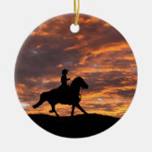 Kerst van cowboy en paard keramisch ornament (Voorkant)