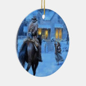  kerst van Cowboy Keramisch Ornament (Rechts)