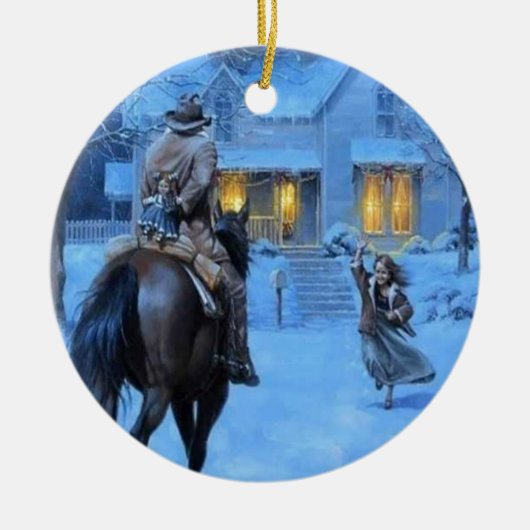  kerst van Cowboy Keramisch Ornament (Voorkant)