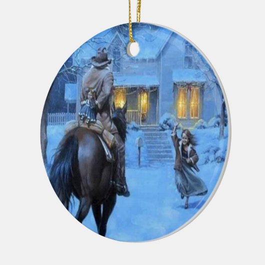  kerst van Cowboy Keramisch Ornament (Links)