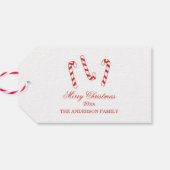 Kerst van Cute Red en White Candy Canes Cadeaulabel (Achterkant Horizontaal)